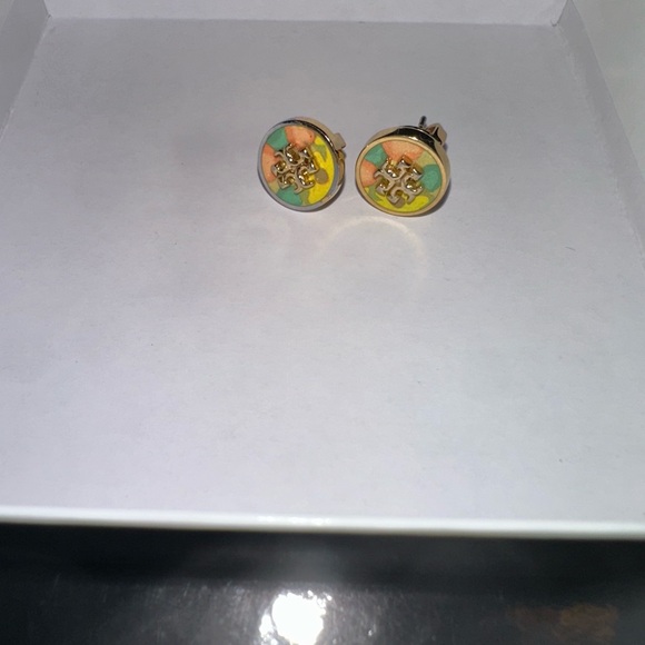 Tory Burch Multicolor Gold Stud Earrings - Picture 1 of 2